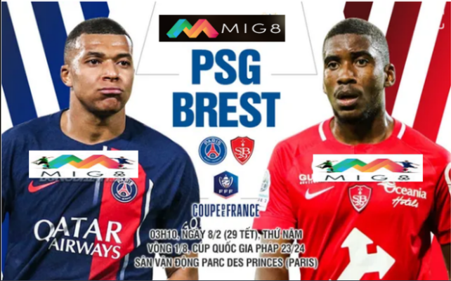 PSG vs Brest vòng 1/8 cúp QG Pháp