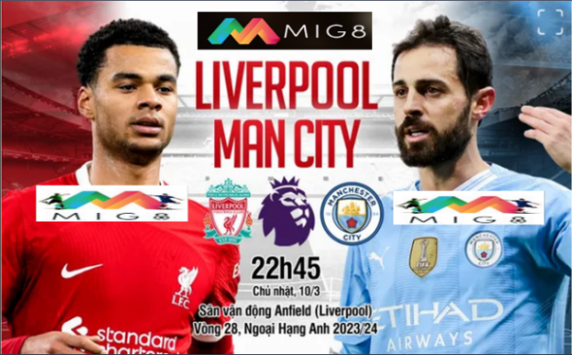 Liverpool vs Man City vòng 28 Ngoại hạng Anh 2023/24