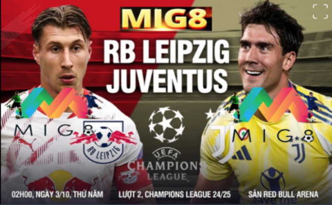 Leipzig vs Juventus lượt trận thứ 2 vòng bảng Champions League 2024/25.