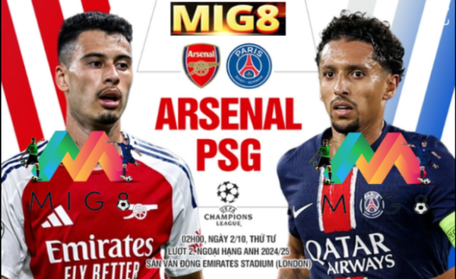 Arsenal vs PSG lượt trận thứ 2 vòng bảng Champions League 2024/25.