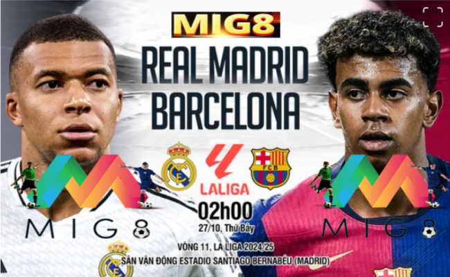 Real Madrid vs Barca vòng 11 La Liga 2024/25.