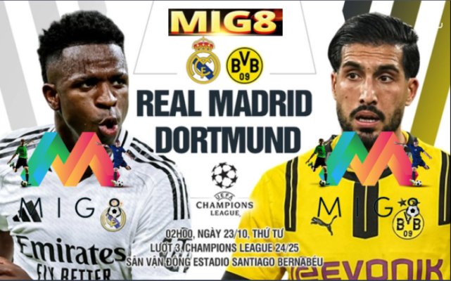 Real Madrid vs Dortmund vòng bảng Champions League 2024/25.