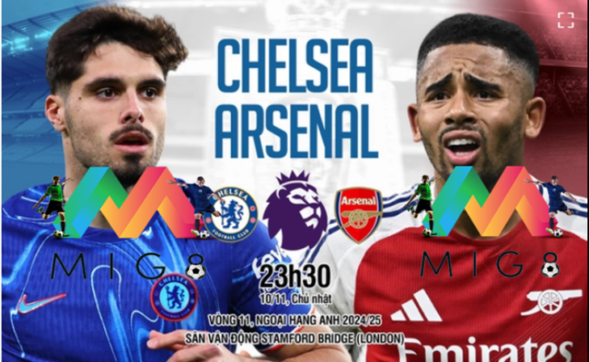 Chelsea vs Arsenal vòng 11 Ngoại hạng Anh 2024/25.