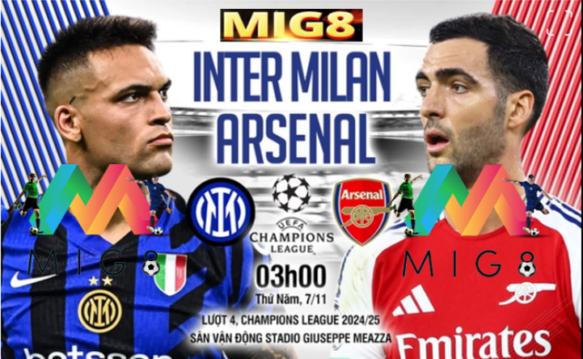 Inter Milan vs Arsenal lượt trận thứ 4 vòng bảng Champions League 2024/25