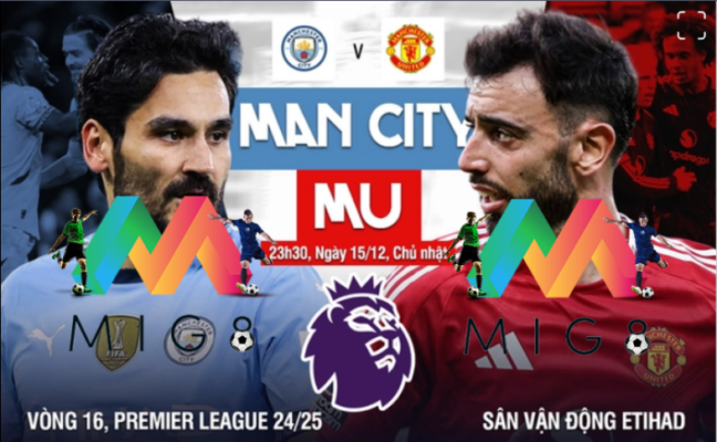 Man City vs MU vòng 16 Ngoại hạng Anh 2024/25.