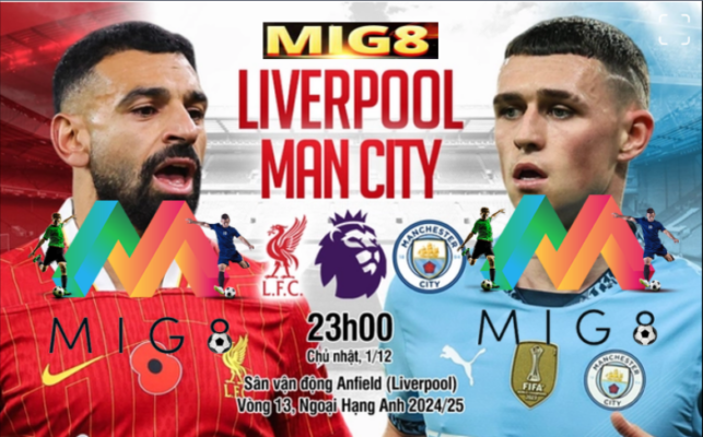 Liverpool vs Man City vòng 13 Ngoại hạng Anh 2024/25.