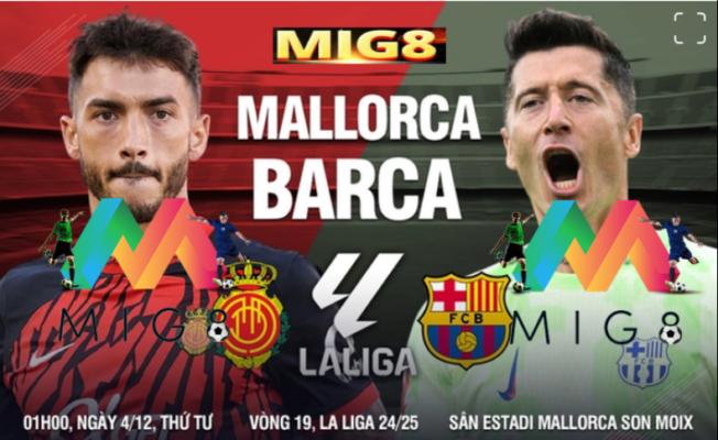 Mallorca vs Barca vòng 19 La Liga 2024/25. 