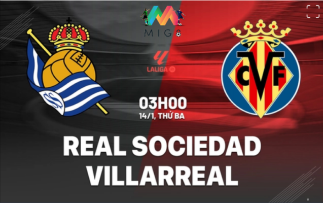 Real Sociedad vs Villarreal vòng 19 La Liga 2024/25.