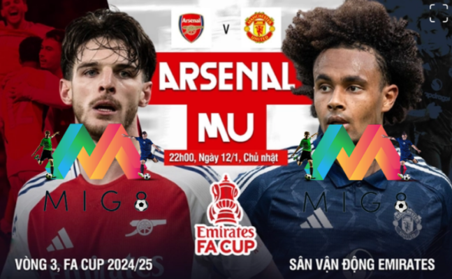 Arsenal vs MU vòng 3 FA Cup 2024/25.