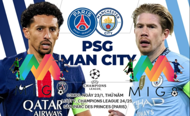 PSG vs Man City lượt trận thứ 7 vòng bảng Champions League 2024/25.